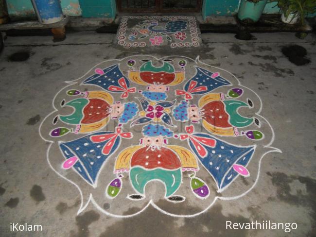 Rangoli: Colourful SANTA & BELL kolam - Merry christmas 