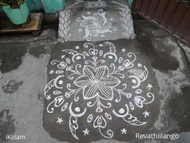 Rangoli: New kolam in white.