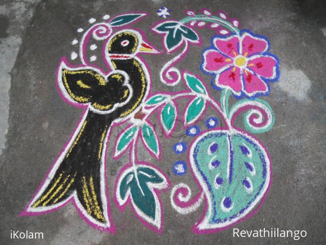Rangoli: Black bird rangoli.