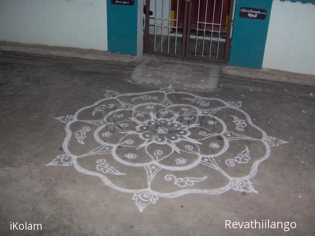 Rangoli: Rangoli on deepavali. Simple white.