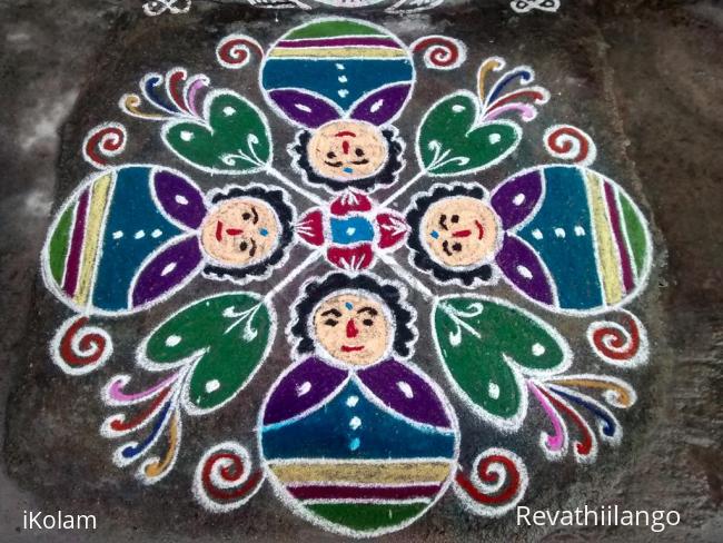 Rangoli: Rev's margazhi, Thalaiatti bommai kolam 13.