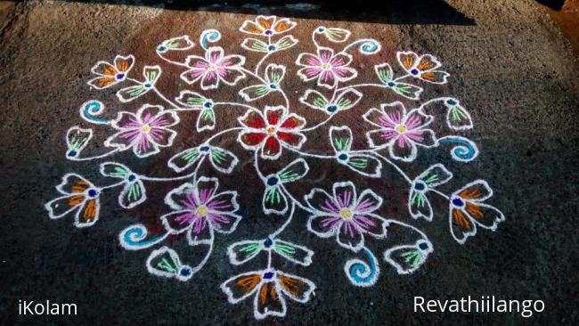 Rangoli: Rev's pookodi kolam.