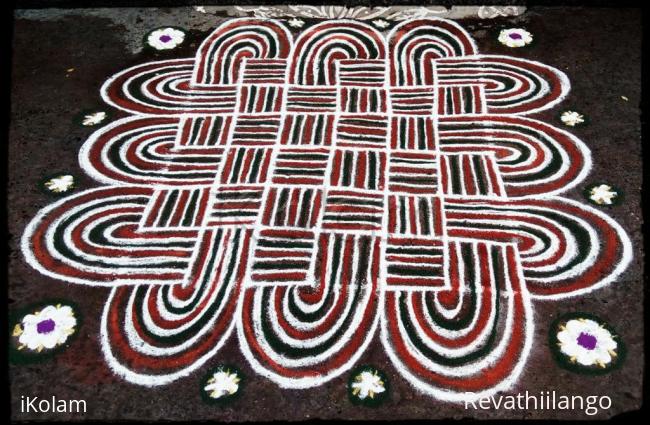 Rangoli: Rev's tricoloured padikolam.