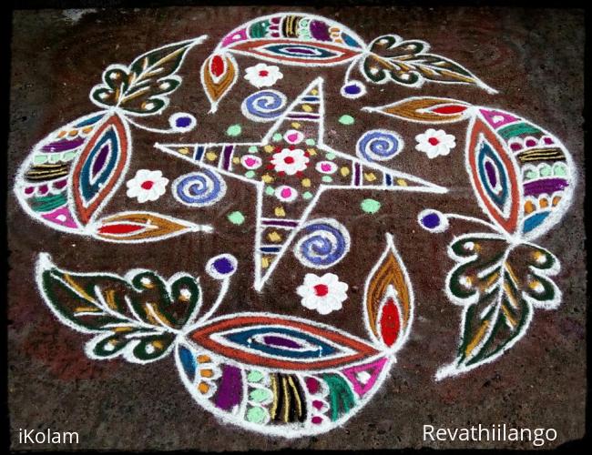 Rangoli: Rev's deepam kolam new try. Rangoli: Rev's deepam kolam new try.