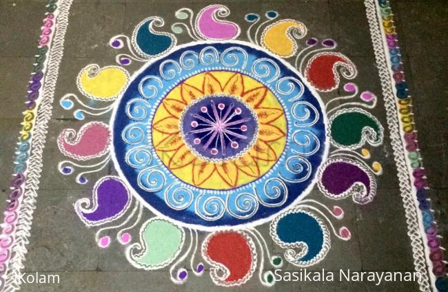 Rangoli: Diwali kolam---Mango design