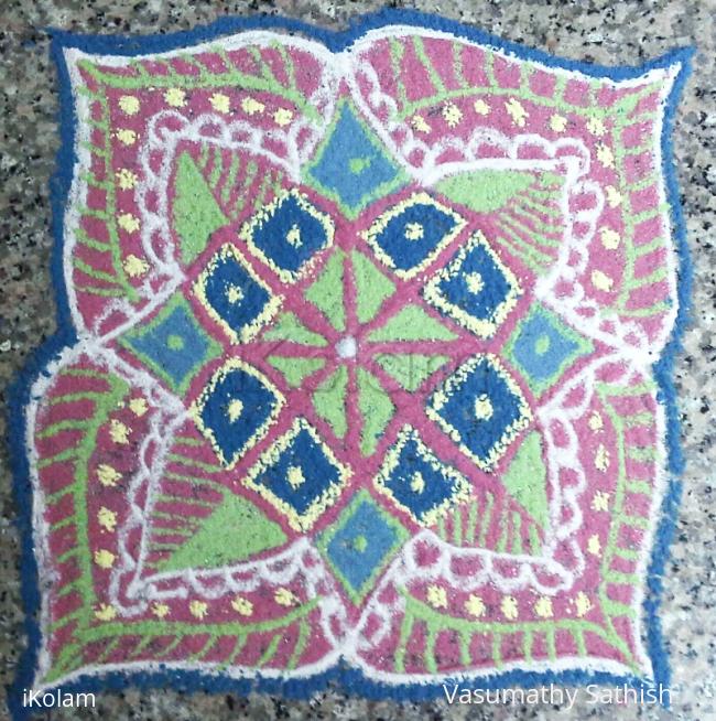 Rangoli: freehand rangoli  with recycled colours