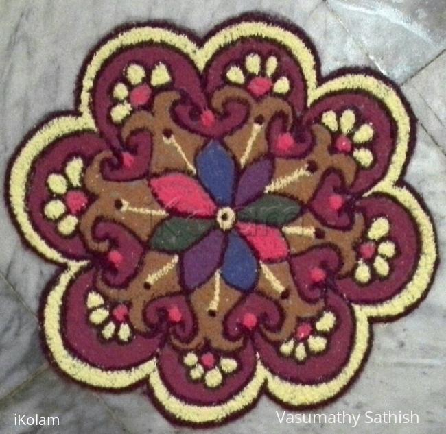 Rangoli: Beginner's freehand rangoli with colours Rangoli: Beginner's freehand rangoli with colours
