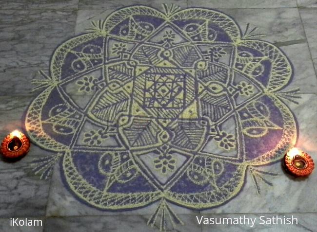 Rangoli: Freehand rangoli with colours from my margazhi collections Rangoli: Freehand rangoli with colours from my margazhi collections