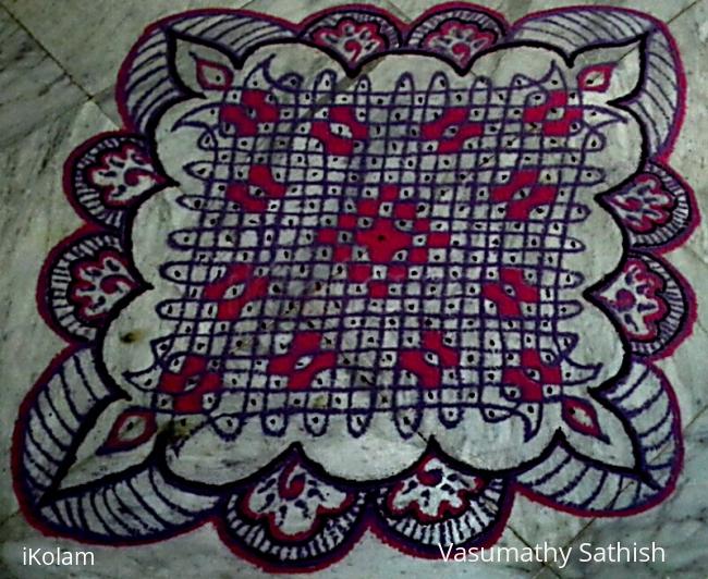 Rangoli: Chikku kolam with 21-1 straight dots from my margazhi collections