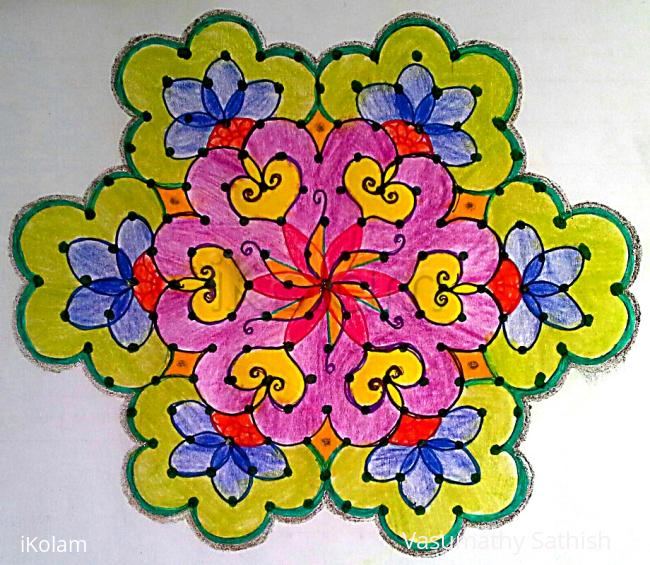 Rangoli: Dotted Rangoli with 15-8 interlaced dots