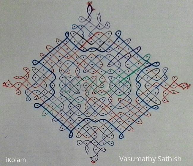 Rangoli: chikku kolam with 21-1 straight dots