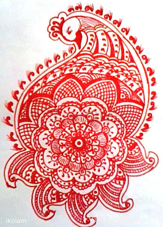 Rangoli: Freehand peacock rangoli.