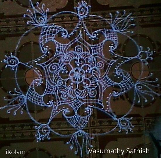 Rangoli: Freehand kolam for Aadi Perukku