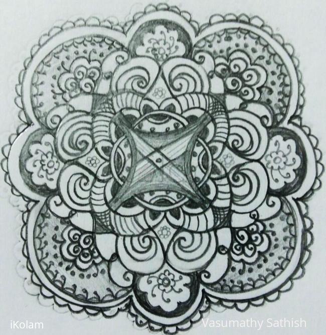 Rangoli: A freehand  mandala  on  paper  with  pencil 