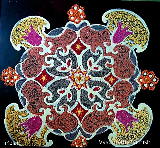Rangoli: Dotted Rangoli with 7-7 Straight dots. 