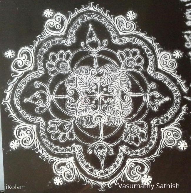Rangoli: freehand rangoli with rice flour