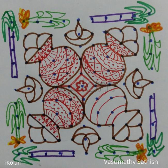 Rangoli: Dotted pongal rangoli paper version 11-11 straight dots. Rangoli: Dotted pongal rangoli paper version 11-11 straight dots.