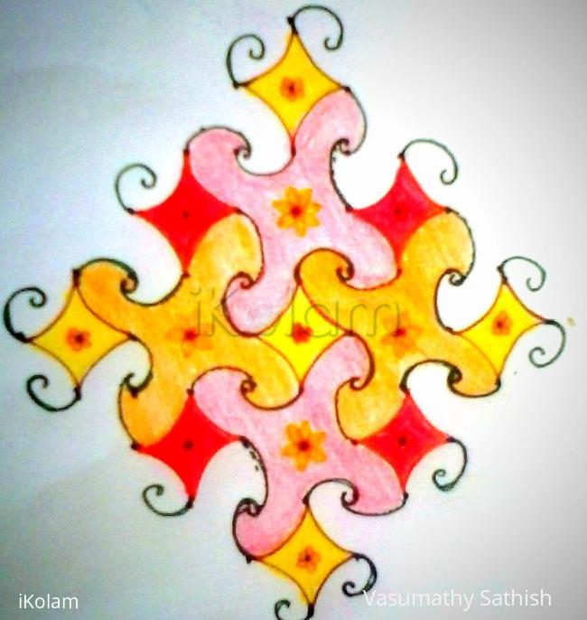 Rangoli: Simple rangoli with 11-1 straight dots.