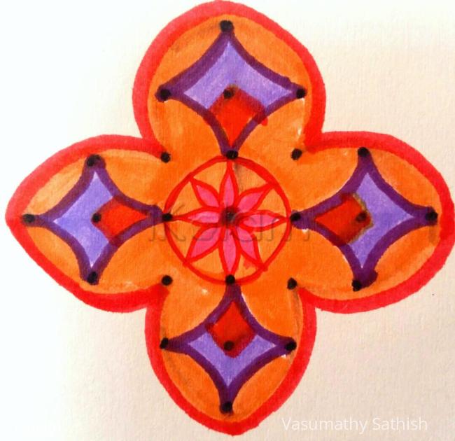 Rangoli: Beginner's Dotted Rangoli with 7-1 straight dots Rangoli: Beginner's Dotted Rangoli with 7-1 straight dots