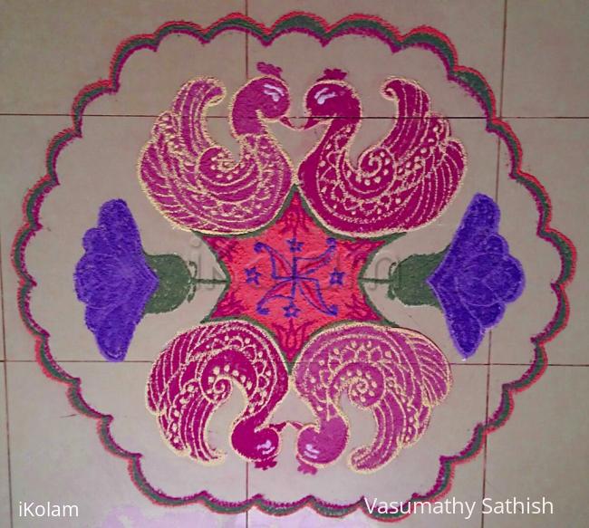 Rangoli: Margazhi Day 16 kolam - A Swan Rangoli with 15-8 interlaced dots. HAPPY NEW YEAR TO ALL Rangoli: Margazhi Day 16 kolam - A Swan Rangoli with 15-8 interlaced dots. HAPPY NEW YEAR TO ALL
