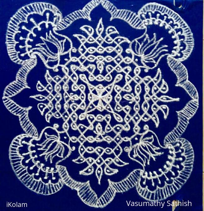 Rangoli: Margazhi Day 21 kolam - Chikku kolam with 15×3 till 3 straight dots. Rangoli: Margazhi Day 21 kolam - Chikku kolam with 15×3 till 3 straight dots.