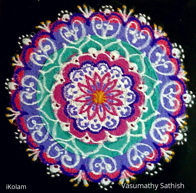 Rangoli: Freehand rangoli with colours Rangoli: Freehand rangoli with colours