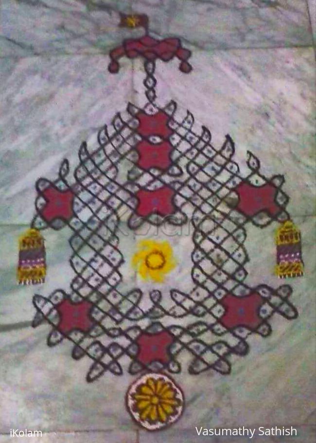 Rangoli: Ratha Saptami kolam in chikku pattern 