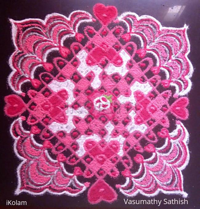 Rangoli: Valentine's Day Special Chikku Kolam with 13-1 straight dots Rangoli: Valentine's Day Special Chikku Kolam with 13-1 straight dots