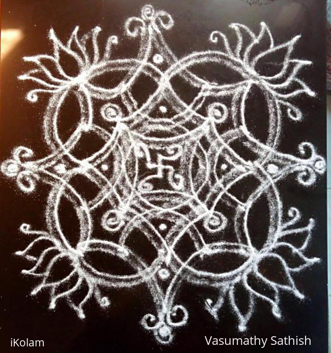 Rangoli: Beginner's Dotted Iyengar Padi Kolam 06 (5-5 straight dots ).
