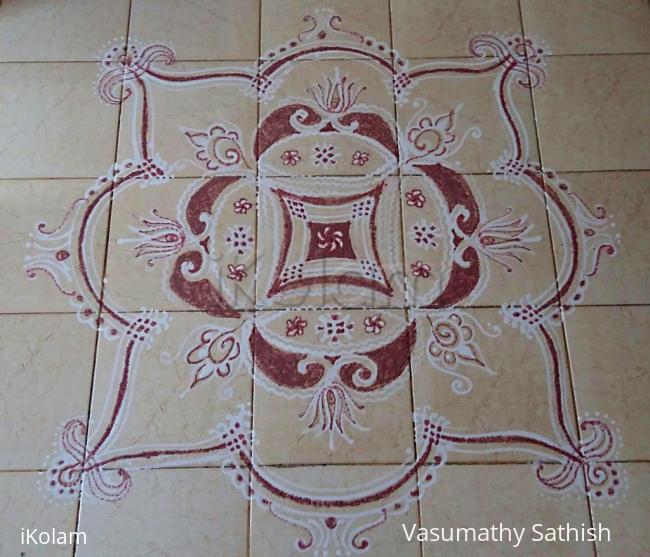 Rangoli: Iyengar Padi Kolam with Ricebatter for Samaveda Upakarma.