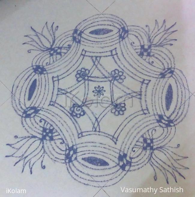 Rangoli: Navarathiri Day 1 Iyengar Padi Kolam in grey colour Rangoli: Navarathiri Day 1 Iyengar Padi Kolam in grey colour