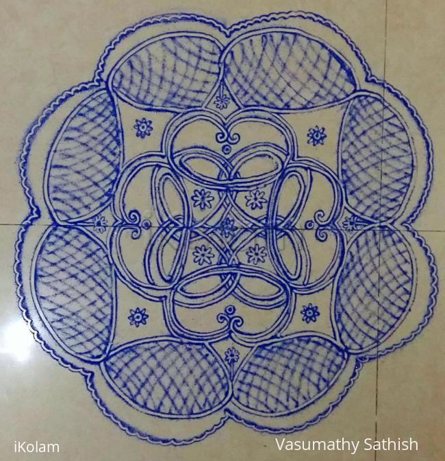 Rangoli: NAVARATHIRI Day 5 Padi Kolam design in Royal Blue Rangoli: NAVARATHIRI Day 5 Padi Kolam design in Royal Blue