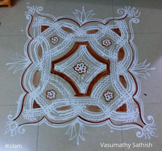 Rangoli: Navarathiri Iyengar Padi Kolam with rice batter