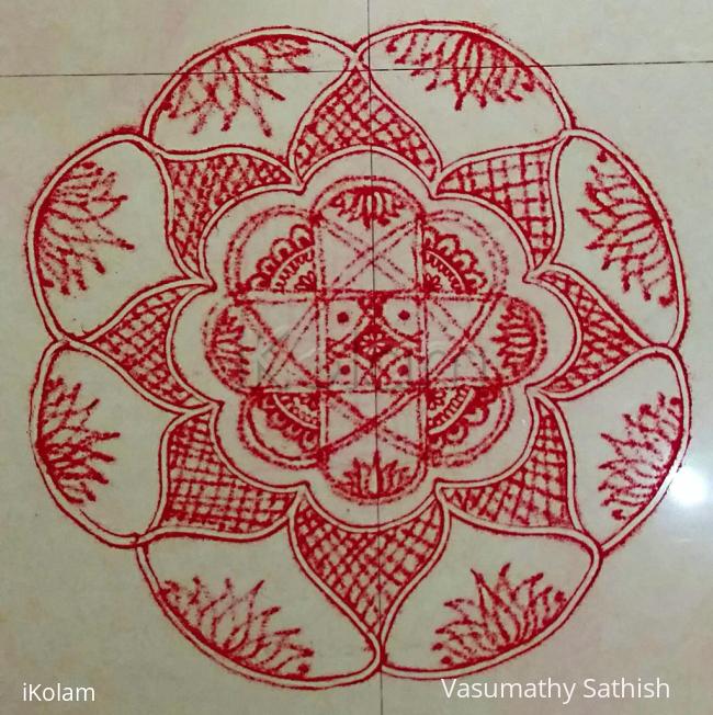 Rangoli: NAVARATHIRI Day 4 Padi Kolam Design in Red Colour Rangoli: NAVARATHIRI Day 4 Padi Kolam Design in Red Colour