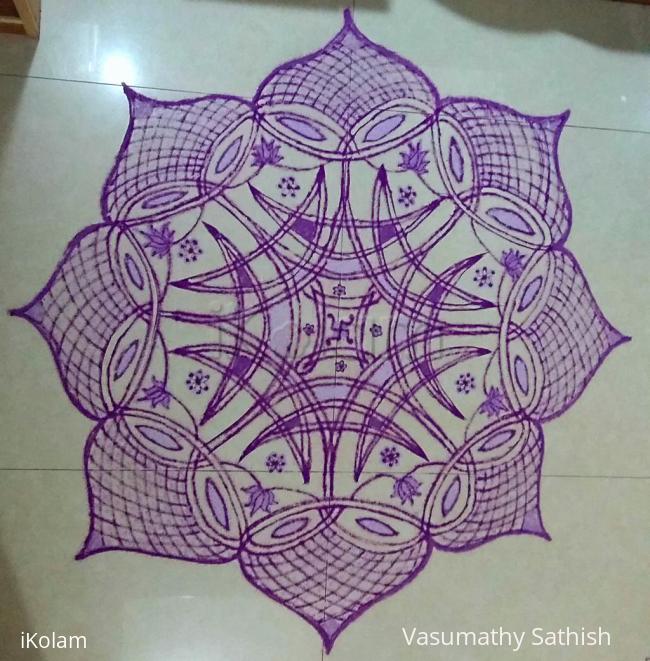 Rangoli: Navarathiri Padi Kolam in Purple Colour