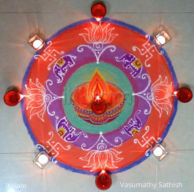 Rangoli: Diwali Rangoli / Karthigai Rangoli with colours