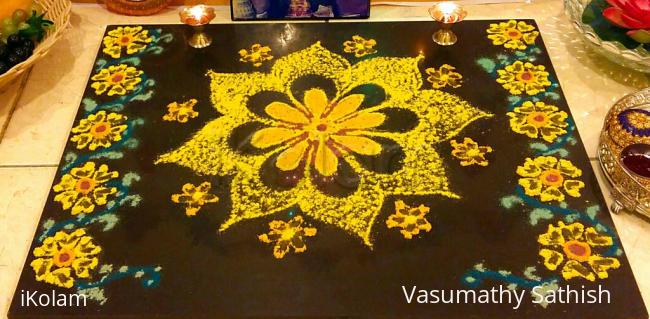 Floral Rangoli / Freehand Rangoli / Navarathiri Rangoli