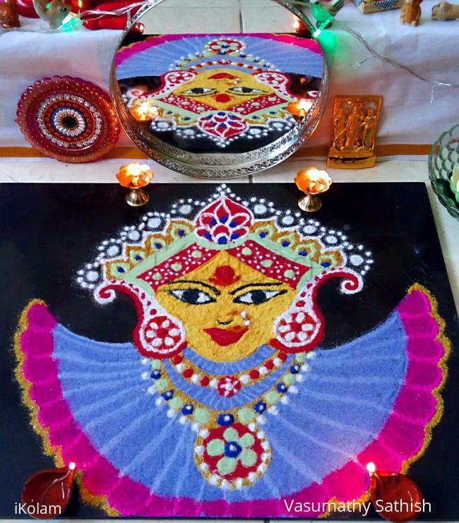 Goddess Durga rangoli / Navarathiri Rangoli