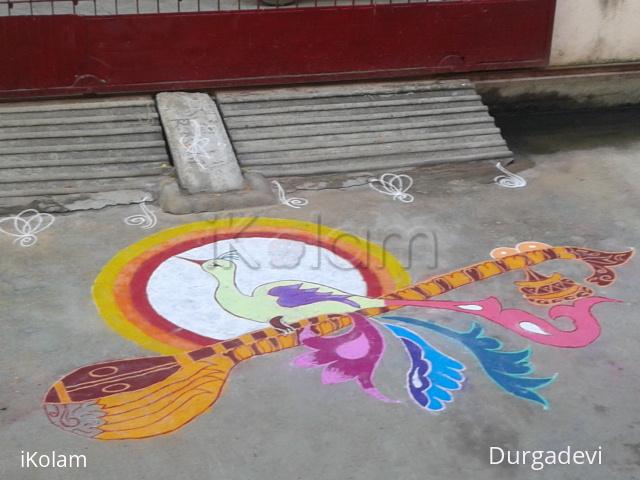 Rangoli: annam in veena rangoli