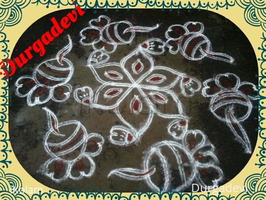 Rangoli: Deepam kolam with kavi Rangoli: Deepam kolam with kavi