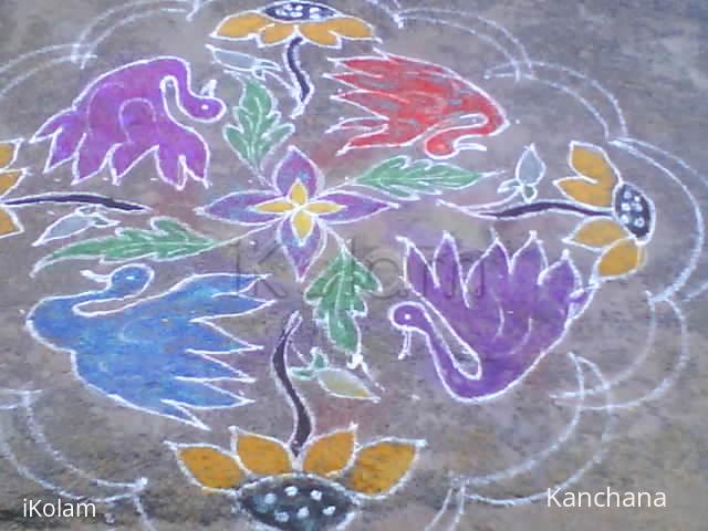 Rangoli: swan & flower