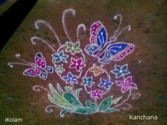 Rangoli: butterfly & flowers