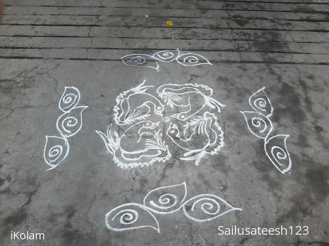 Rangoli: ducks in pond,daily rangoli. Rangoli: ducks in pond,daily rangoli.