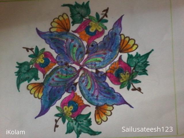 Rangoli: Peacock and flowers Rangoli: Peacock and flowers