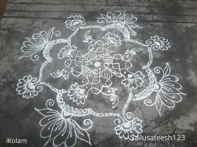 Rangoli: Birds in chikku kolam..