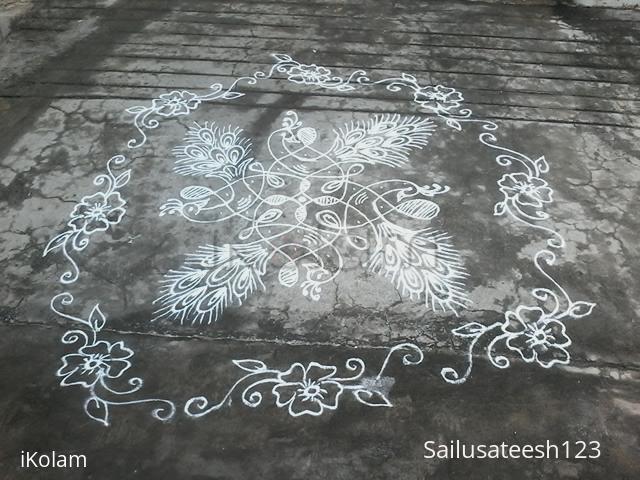 Rangoli: Peacocks in chikku kolam,9 to 1 dotted kolam