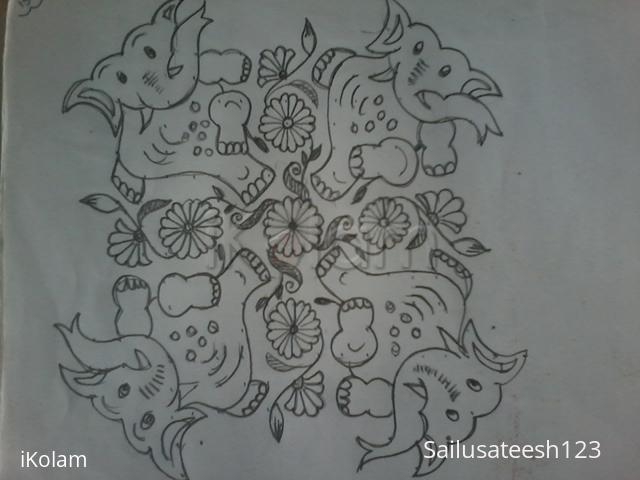 Rangoli: Dancing elephants....