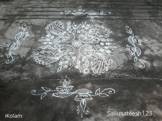 Rangoli: Peacocks with basuri..... Rangoli: Peacocks with basuri.....