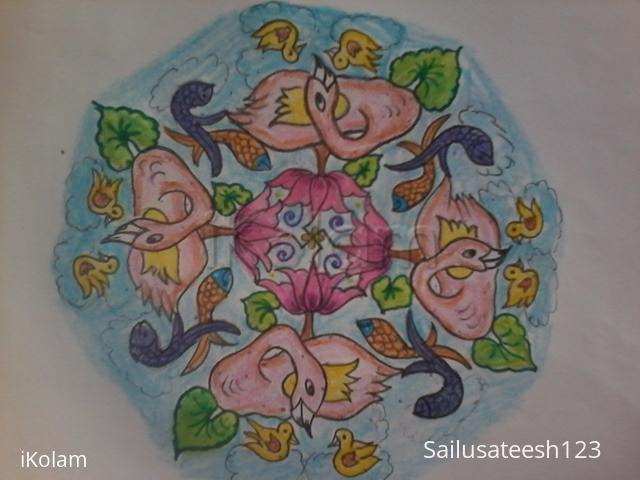 Rangoli: Duck with ducklings...
