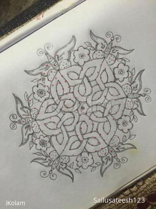 Rangoli: Celtic butterflies....17 to 9 interlaced dots.... Rangoli: Celtic butterflies....17 to 9 interlaced dots....